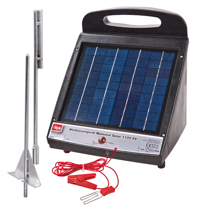 Electrificateur de clôture avec panneau solaire Mammut Solar 1100 6V -  D31234 - Animaux
