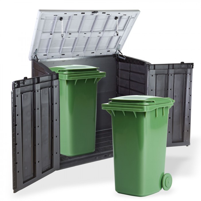 Abri Rangement de jardin - Coffre - Cache poubelle XL 2 x 240